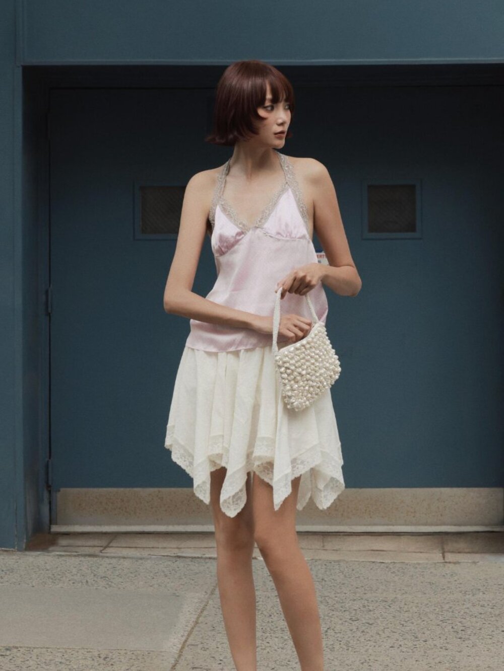 NWT ZARA POLKA DOT LACE HALTER TOP, Size M